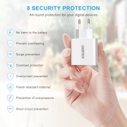 Choetech 3-Port USB-A Vgoplader m. Display 15W - Hvid