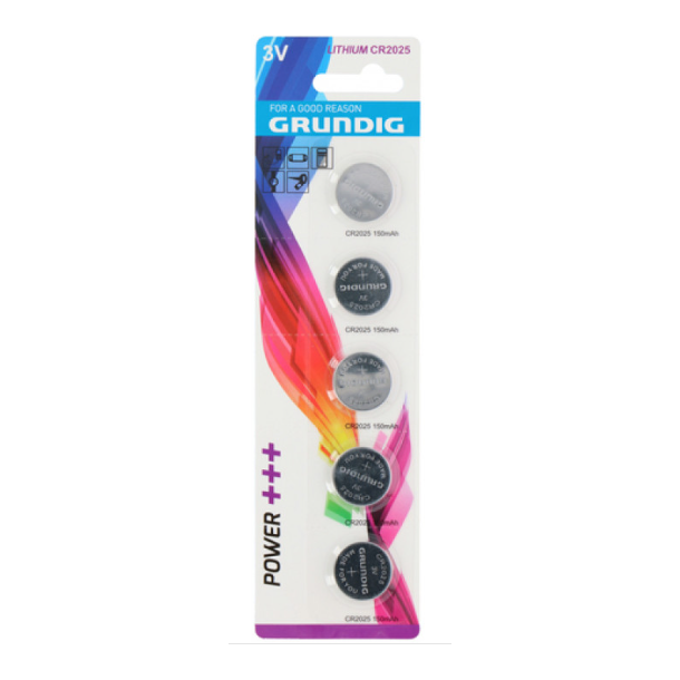 Grundig lithium batteri CR2025, 3V, 5 stk