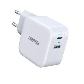 Choetech USB-C PD og USB-A QC vgoplader, 38W, hvid