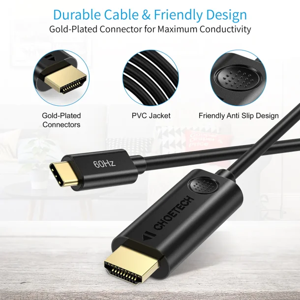 Choetech Kabel USB-C til HDMI 4K/60Hz 1,8 m - Sort