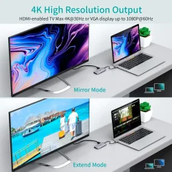 Choetech 9-i-1 USB-C Hub, 4K HDMI, 100W PD, Gr