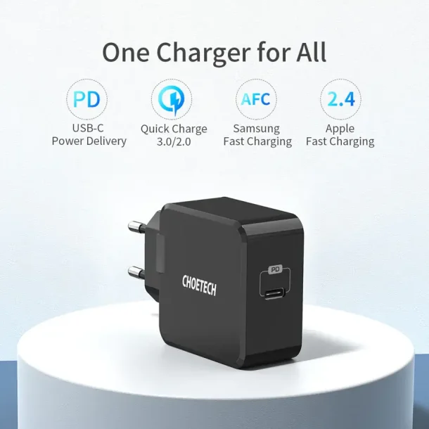 Choetech USB-C PD vgoplader, 30W, sort