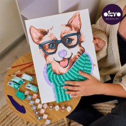Corgi-hund i 3D � mal efter tal og air clay