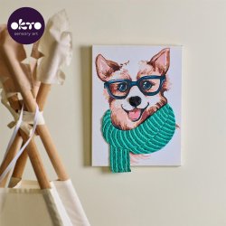 Corgi-hund i 3D � mal efter tal og air clay