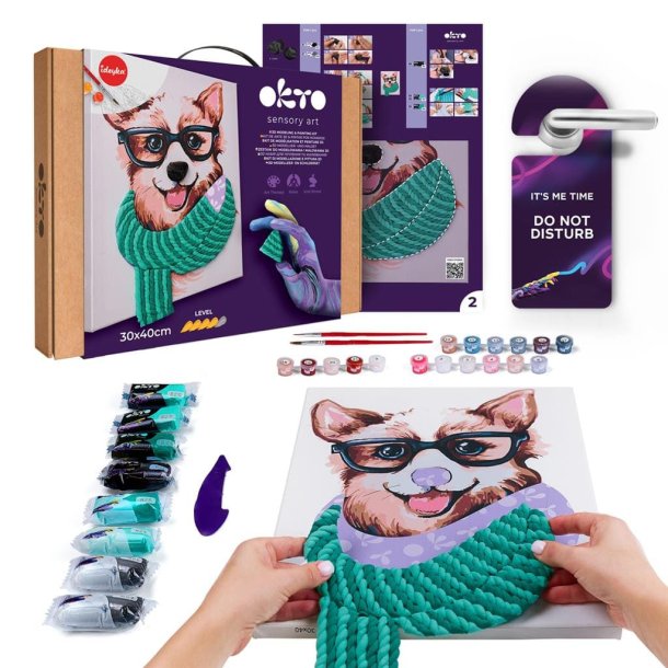 Corgi-hund i 3D � mal efter tal og air clay