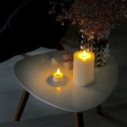 LED lyssæt - Bloklys, kronelys og fyrfadslys, hvid - 10 dele inkl. fjernbetjening