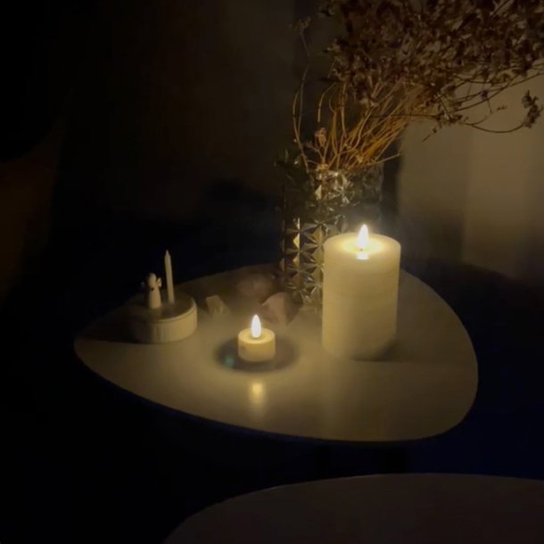 LED lyssæt - Bloklys, kronelys og fyrfadslys, hvid - 10 dele inkl. fjernbetjening