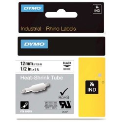 DYMO Tape Rhino 12 mm (1,5 m), Krympeflex - sort/hvid