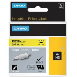 DYMO Tape Rhino 19 mm (1,5 m), Krympeflex - sort/gul