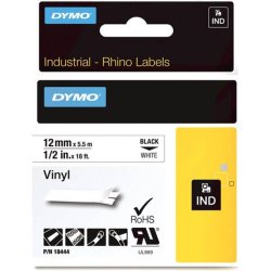 DYMO Tape Rhino 12 mm (5,5 m), Vinyl - sort/hvid