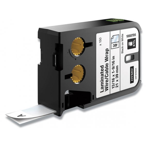 DYMO Tape XTL 21 mm x 39 mm, label tape - sort/hvid
