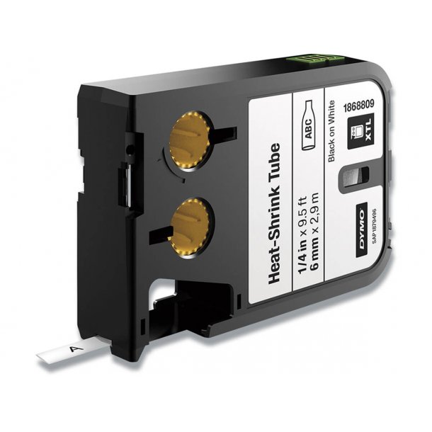 DYMO Tube XTL 6 mm (2,7 m), Krympeflex - sort/hvid