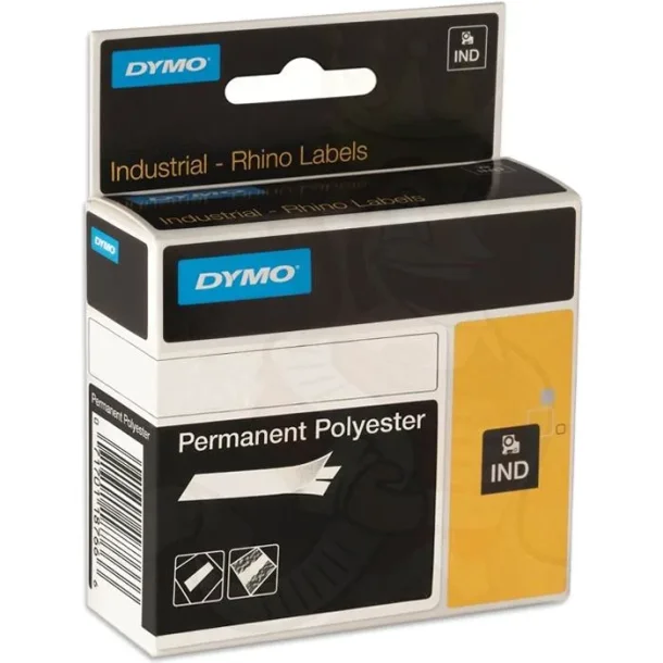 DYMO Rhino Tape 6 mm x 5,5m, permanent polyester Sort p hvid