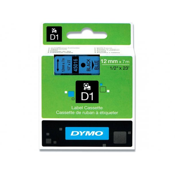 DYMO Tape D1 (45016) 12 mm (7 m) - sort/bl