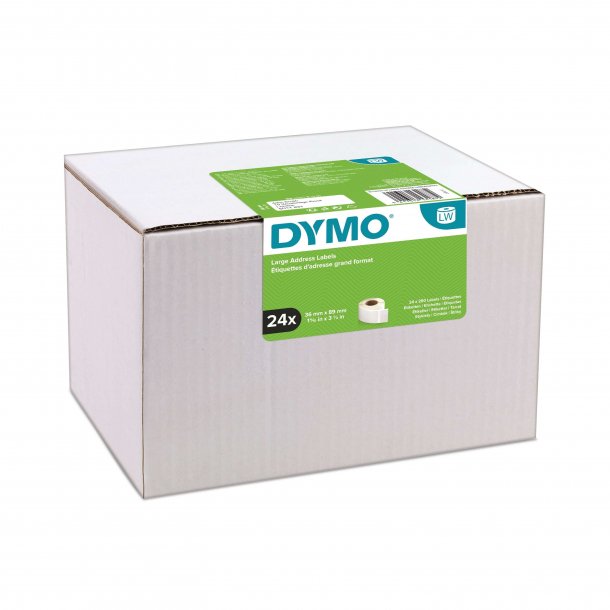 Dymo Labeletiketter, Adresse 36 mm x 89 mm Hvid (24 rl af 260 labels) 13187