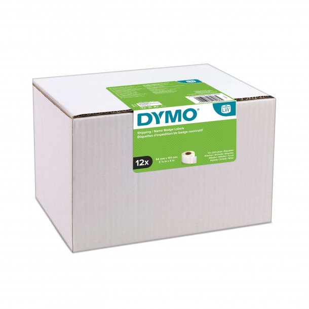 DYMO Labeletiketter Fragt 54x101 mm, (12 ruller &aacute; 220 etiketter) - hvid