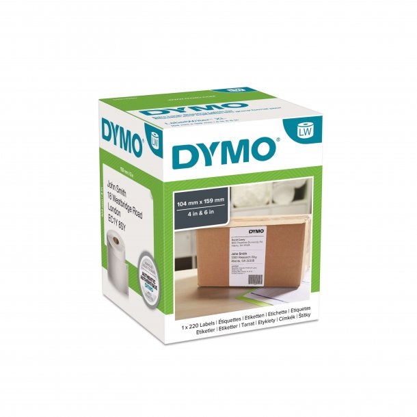 Dymo Etiket  Ektra stor, fragt 104 mm x 159 mm 220/rl 