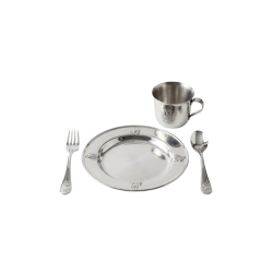 B�rnes�t i rustfrit st�l 4 dele � tallerken, kop, gaffel &amp; ske | Steel Function