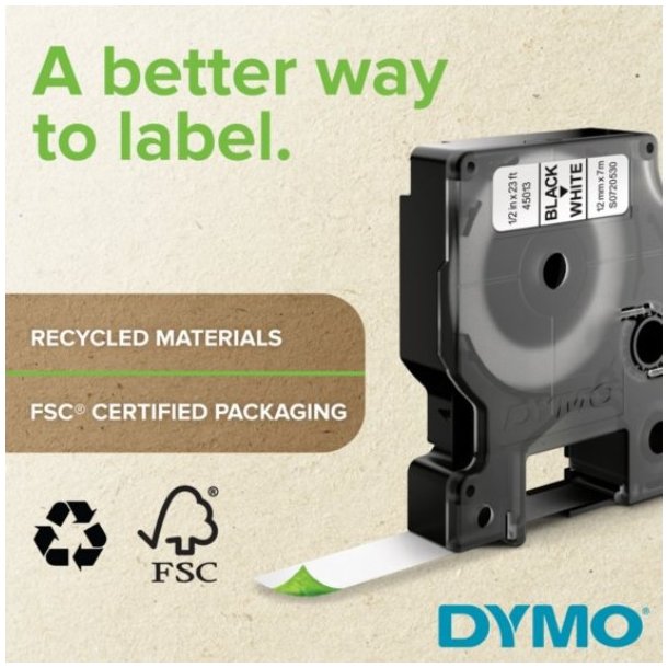 DYMO tape D1 ( 45015), 12 mm x 7 m - rd/hvid