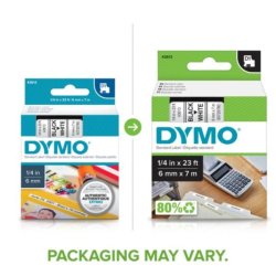 DYMO tape D1 (43613), 6 mm x 7 m -sort/hvid