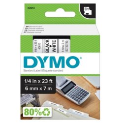 DYMO tape D1 (43610), 6 mm x 7 m - sort/klar