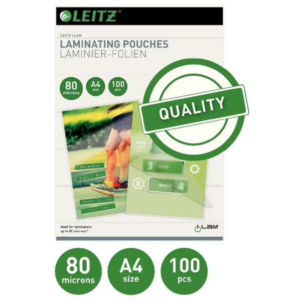 Leitz Lamineringslomme glans 80my A4 (100)