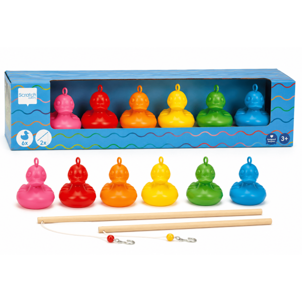 Fiskespil til B�rn med 6 Regnbue�nder og 2 Fiskest�nger | Scratch Active Play