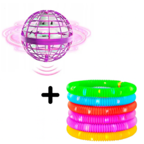 Flying Spinner Ball pink + Pop Tubes s�t � sansestimulerende leg