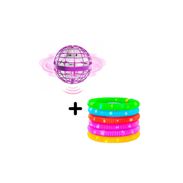 Flying Spinner Ball pink + Pop Tubes s�t � sansestimulerende leg