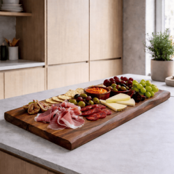 Serveringsbr�t i akacietr� � ekstra stort 68 x 22,5 cm