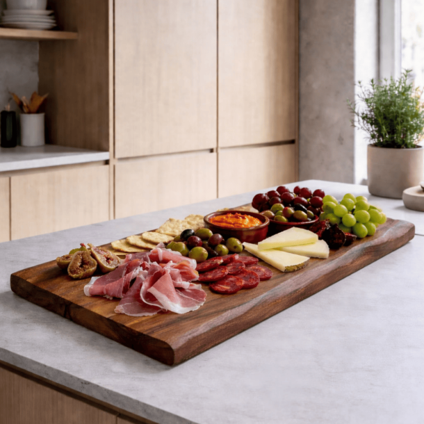 Serveringsbr�t i akacietr� � ekstra stort 68 x 22,5 cm