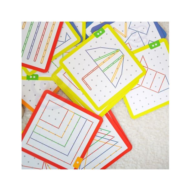 Geoboard i tr� med elastikker � l�ringsspil med 69 dele