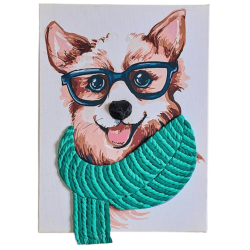 Corgi-hund i 3D � mal efter tal og air clay