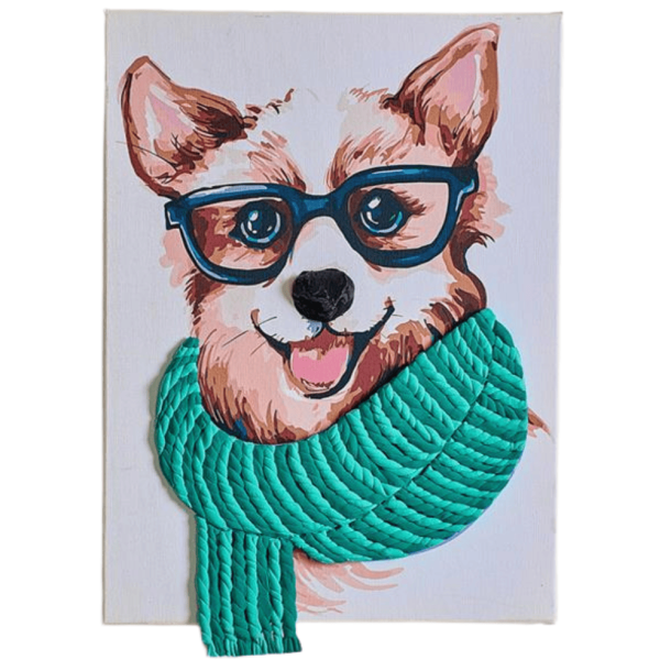 Corgi-hund i 3D � mal efter tal og air clay