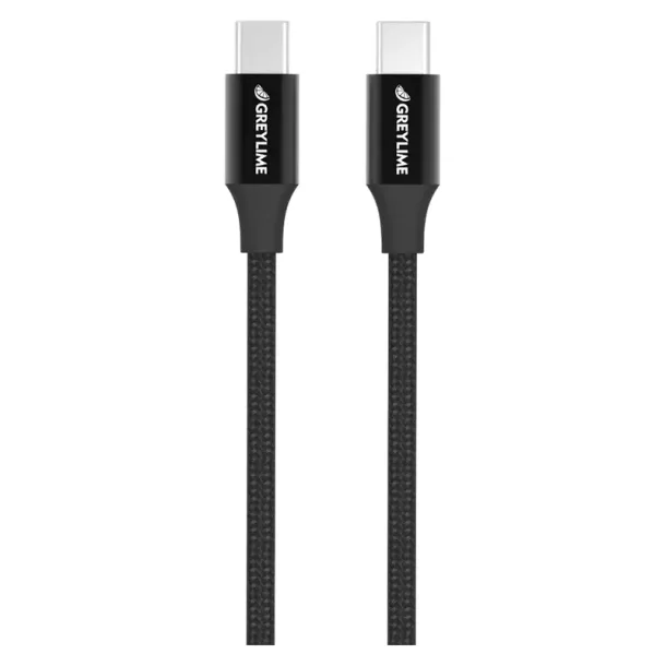 GreyLime Braided USB-C-USB-C Kabel 60W 1 m - Sort