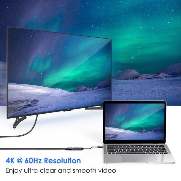 Choetech Hub, USB Type C till HDMI, 4K 60Hz, gr