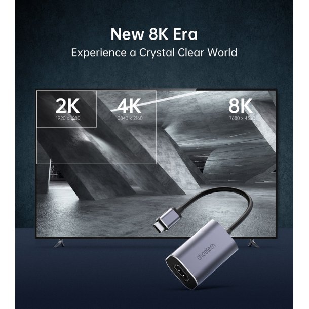 Choetech Hub, USB-C stik til HDMI, gr