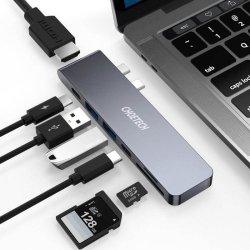 Choetech 7-i-1 USB-C Hub, USB 3.0 4K/60Hz HDMI, 87W PD, grå