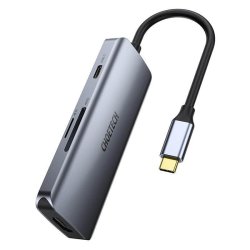 Choetech 7-i-1 USB-C Hub, USB 3.0 4K HDMI, 100W PD, grå