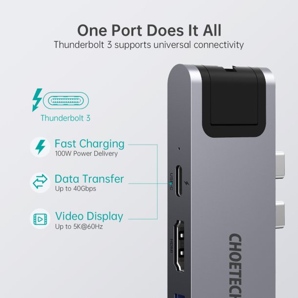 Choetech 7-i-1 USB-C Hub til MacBook Pro/Air