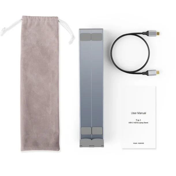 Choetech HUB-M48 7-i-1 HUB-stativ (Typ-C till HDMI), gr