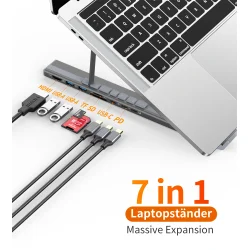 Choetech HUB-M48 7-i-1 HUB-stativ (Typ-C till HDMI), gr