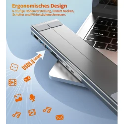 Choetech HUB-M48 7-i-1 HUB-stativ (Typ-C till HDMI), gr