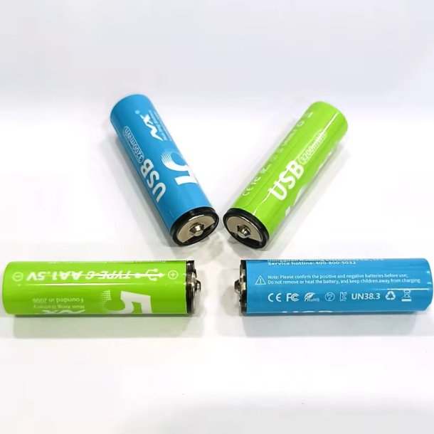 Genopladelige lithium batterier, USB-C, AA, 4 stk