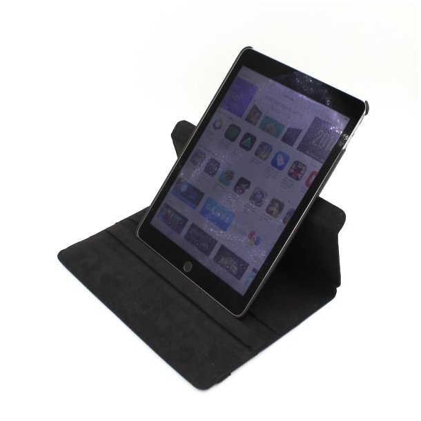 iPad cover - Rotating PU lder, iPad Air/Air2/9.7, sort