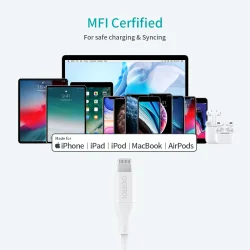 Choetech 1,2m USB-C - Lightning Kabel, Hvid
