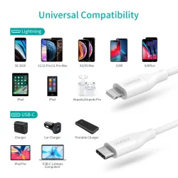 Choetech 1,2m USB-C - Lightning Kabel, Hvid