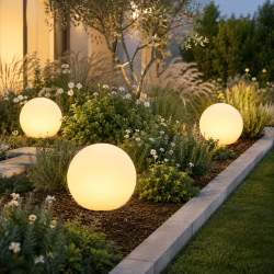 Solcelle LED lyskugler - 3 stk �30 cm