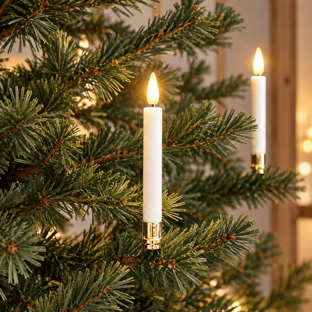 LED Juletr�slys (passer til Georg Jensen), hvid, 10 stk. med justerbar klips og fjernbetjening