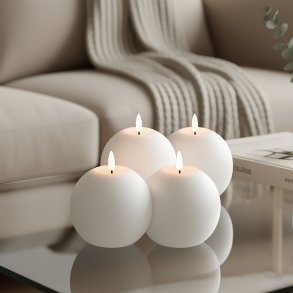 LED Kuglelys Hvid 4-Pak m/Fjernbetjening � �7,5 cm